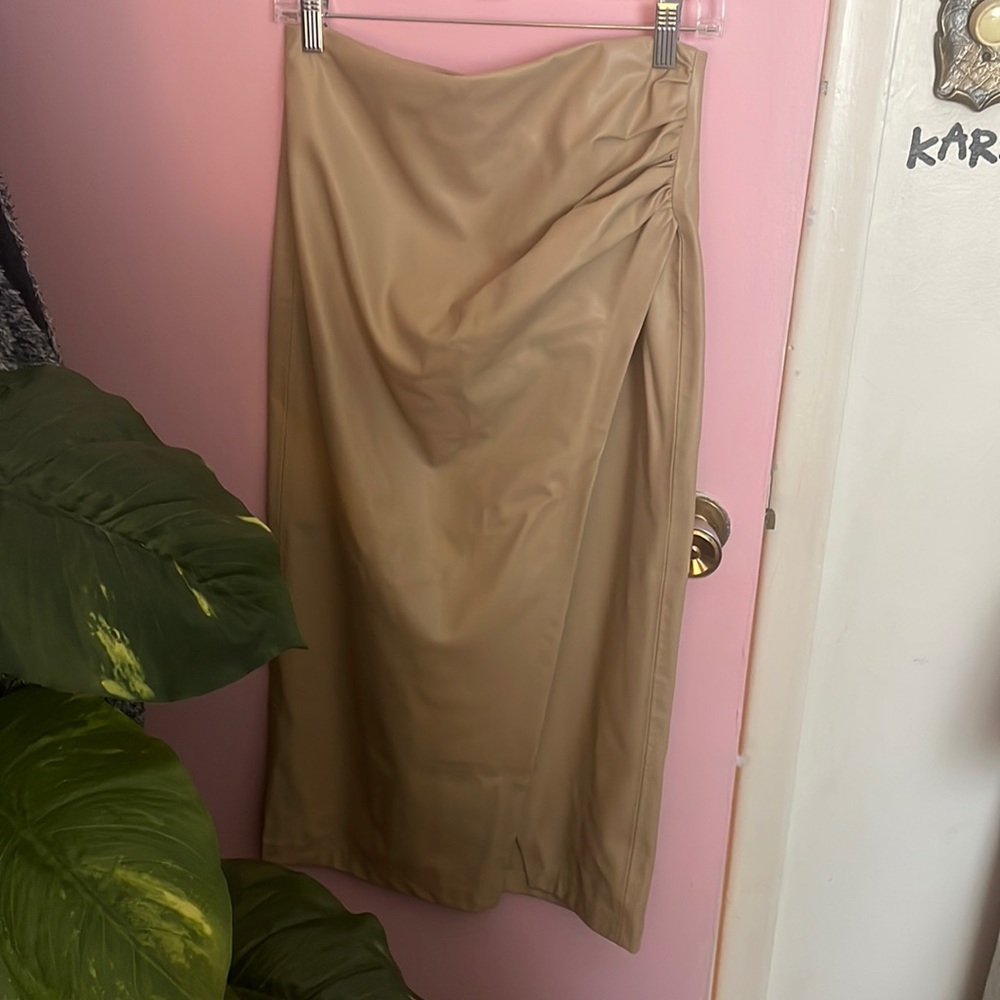 Zara Faux Leather Midi-Skirt size M